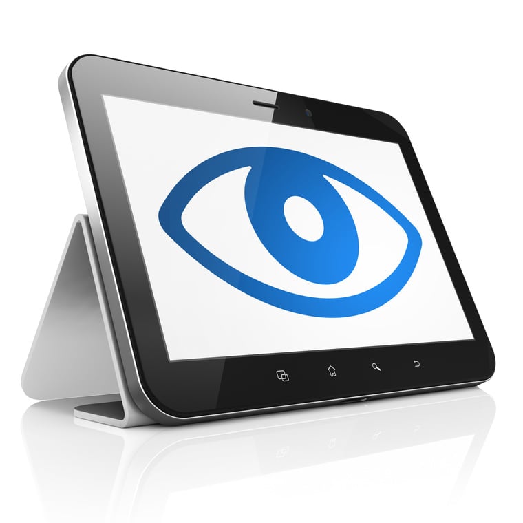 Security concept: Eye on tablet pc computer